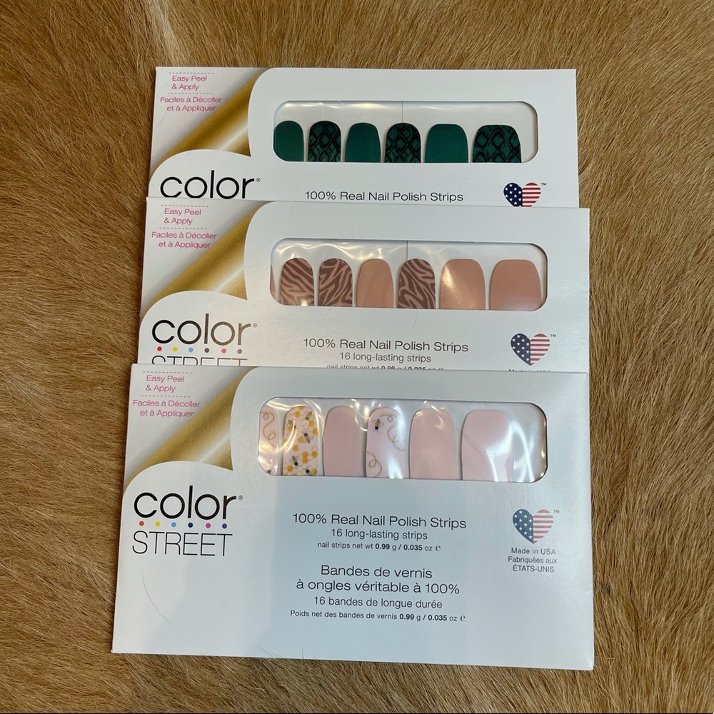 Set of 3 Color Street Nail Polish - Animal Print
